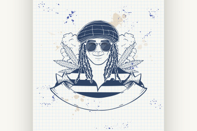 Hand drawn sketch rastaman illustration 8