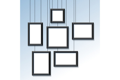 Blank Pictures or Photo Frames on the Wall. Vector illustration.