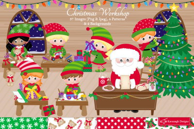Christmas clipart bundle, Santa clipart, Elf clipart -C42