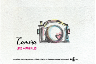 camera clipart - whimsical unique with hearts