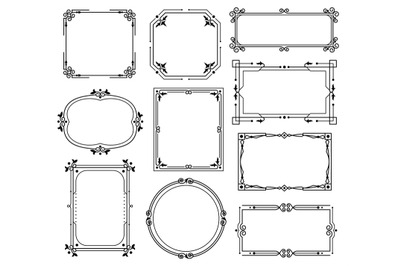 Decorative ornamental frames and borders. Floral calligraphy decoratio