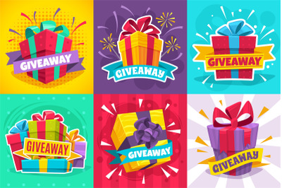 Giveaway winner poster. Gift offer banner&2C; giveaways post and winner r