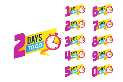 Countdown badges. Product limited promo, number of days left to go. Bi