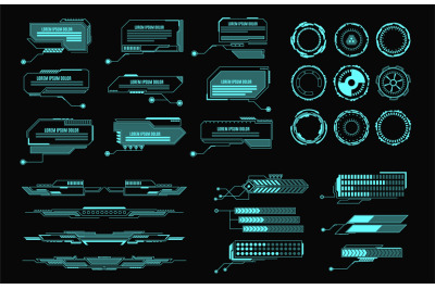 Hud elements. Futuristic virtual screen user interface, control panel