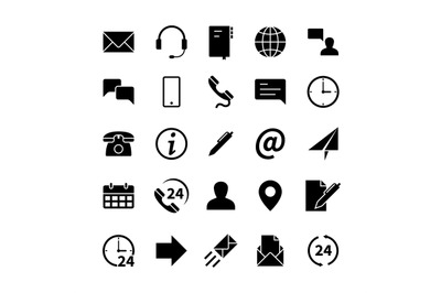 Contact information icons. Modern simple symbols of email, phone and a