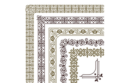 Seamless corners. Filigree flourish ornament borders for wedding card