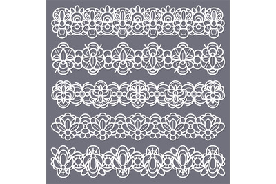 Lace borders. Seamless vintage cotton lace eyelets, horizontal stripe