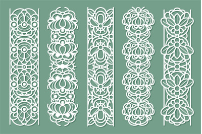 Lace borders. Seamless ornamental panels with floral pattern, cotton l