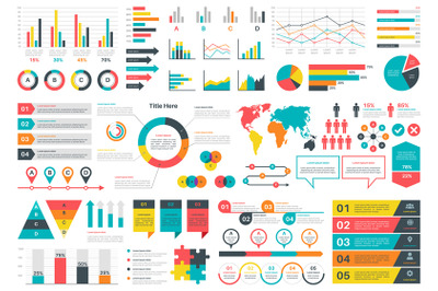 Infographics charts. Financial analysis data graphs and diagram, marke