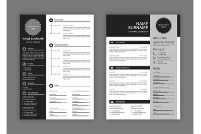 Cv templates. Professional resume letterhead, cover letter business la