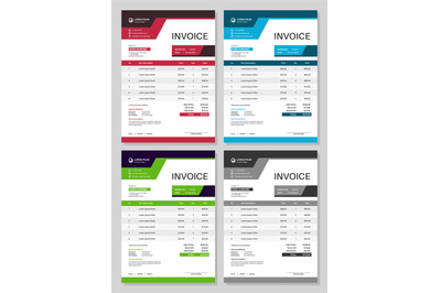 Invoice form. Bills design accounting commerce calculation total order