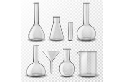 Chemical glass equipment. Laboratory glassware empty test tubes beaker