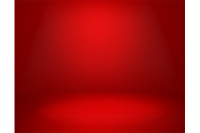 Red studio background. Empty vivid red color studio room&2C; modern inter