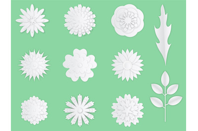 Paper flowers. White paper origami flowers creative composition bouque