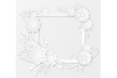 Paper flowers. White paper origami flowers creative composition bouque