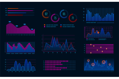 Hud infographics. Futuristic infographic diagram for interface, digita