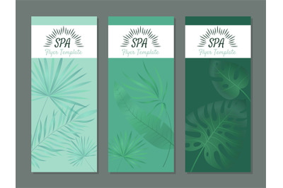 Spa flyers. Health luxury wellness products for hotel resort brochure