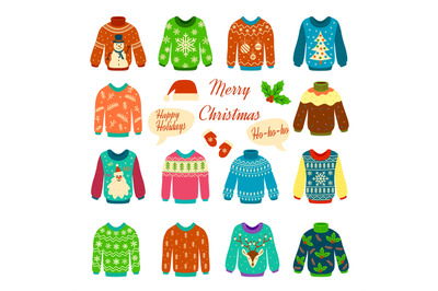 Christmas jumper. Xmas cozy funny sweater with ugly print for traditio