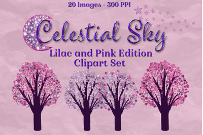 Celestial Sky Lilac and Pink Edition Clipart