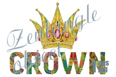 Zentangle stylized crown with word