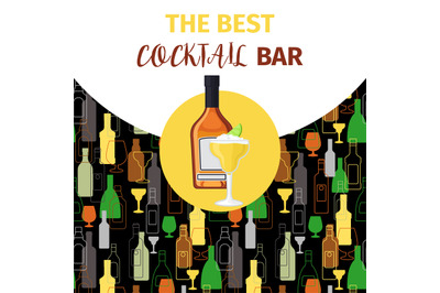 Cognac and cocktail icon bar banner