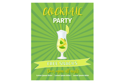 Cocktail party green poster template