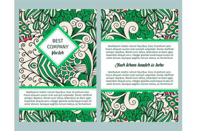 Brouchure design with green outline swirls