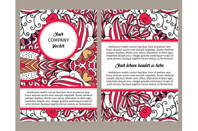 Brouchure design with red outline swirls