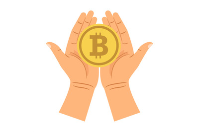 Hands holding bitcoin