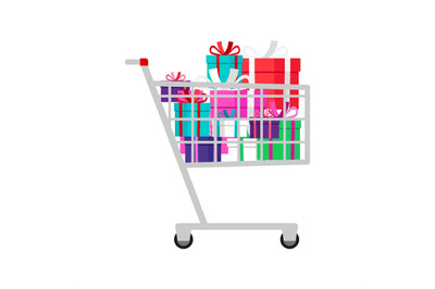 Shopping cart with presents