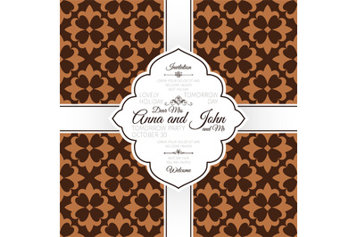 Invitation card with brown french pattern