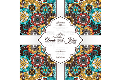 Card with vintage floral decorative pattern