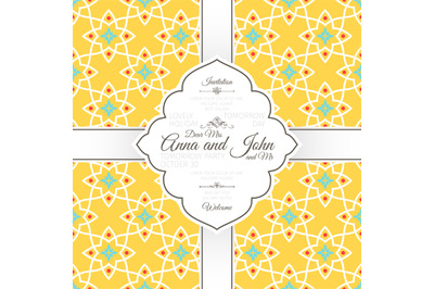 Invitation card with islamic yellow pattern