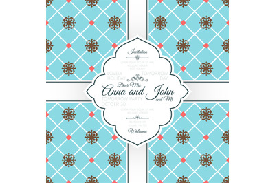 Vintage blue spanish pattern card