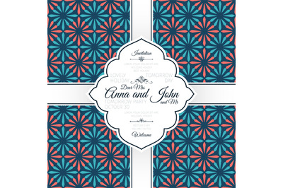 Invitation card with vintage spanish pattern