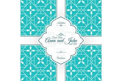 Card with vintage blue spanish pattern