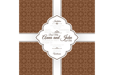 Vntage brown swirl oriental pattern card