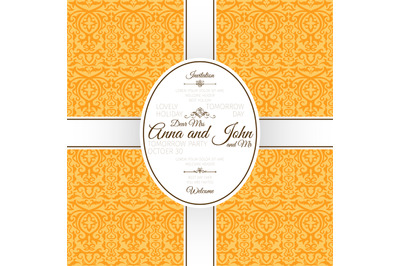 Invitation card with yellow arabic pattern