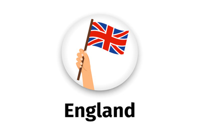 England flag in hand, round icon