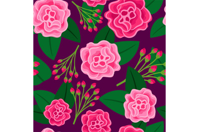 Floral pattern with big pink flower