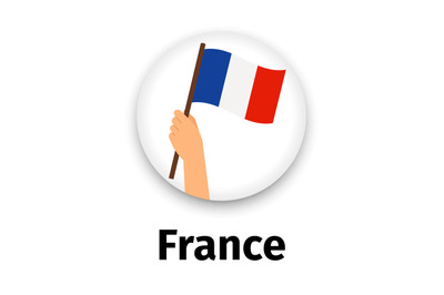 France flag in hand, round icon