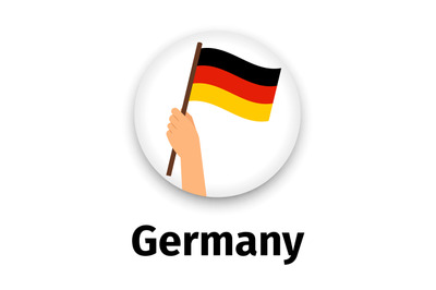 Germany flag in hand, round icon