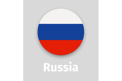 Russian flag, round icon with shadow