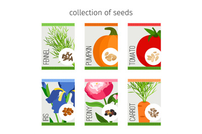 Seeds collection of flowers and vegetables