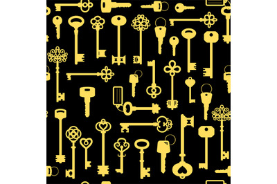 Vintage golden key seamless pattern