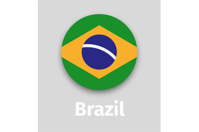 Brazil flag, round icon with shadow