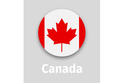 Canada flag, round icon with shadow