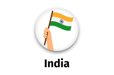 India flag in hand, round icon