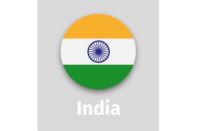 India flag, round icon with shadow