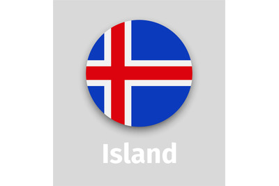 Iceland flag, round icon with shadow